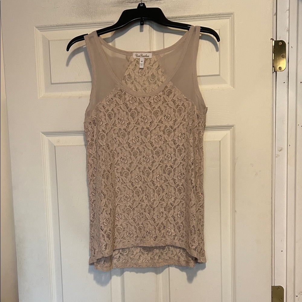 True Freedom Beige Lace Tank Top Size Juniors Medium